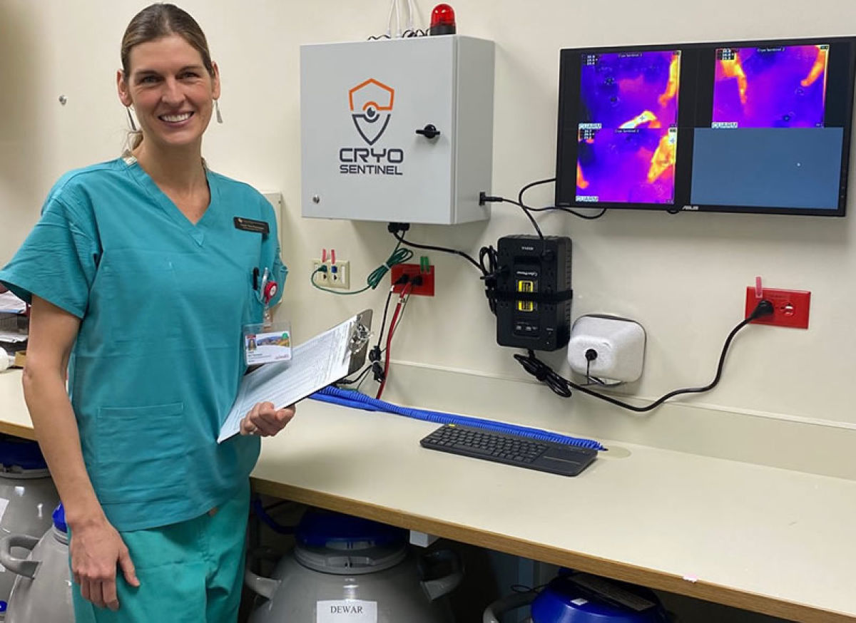 Dr. Liesl Nel-Themaat oversees the lab at UCHealth University of Colorado Hospital, which now boasts a new thermal imaging system to protect frozen embryos. Photo courtesy of Dr. Liesl Nel-Themaat.
